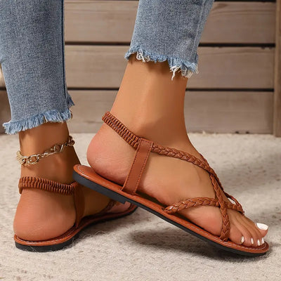 Julia | Gevlochten platte dames sandalen voor het voorjaar