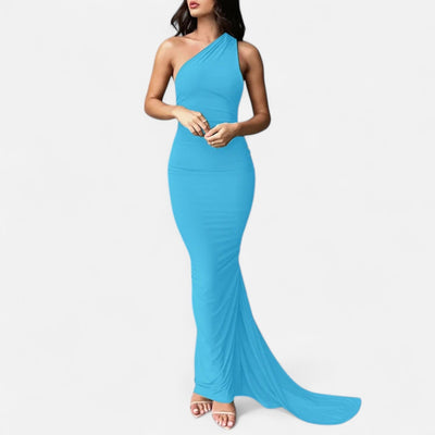 Lara | Dames maxijurk met one-shoulder halterhals