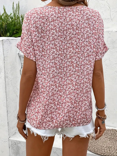 Lydia | Dames casual top met bloemenmotief en knoopsluiting