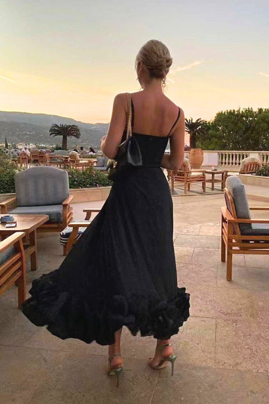 Jasmin | Elegante dames jurk met ruchezoom voor bruiloftsgasten