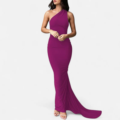 Lara | Dames maxijurk met one-shoulder halterhals