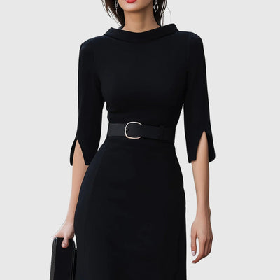 Melanie | Elegante dames midijurk met ceintuur