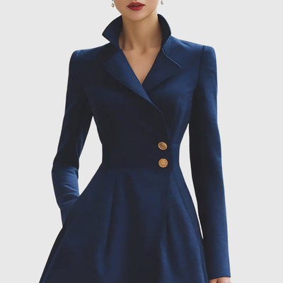 Eleanor | Marineblauwe getailleerde jasjurk
