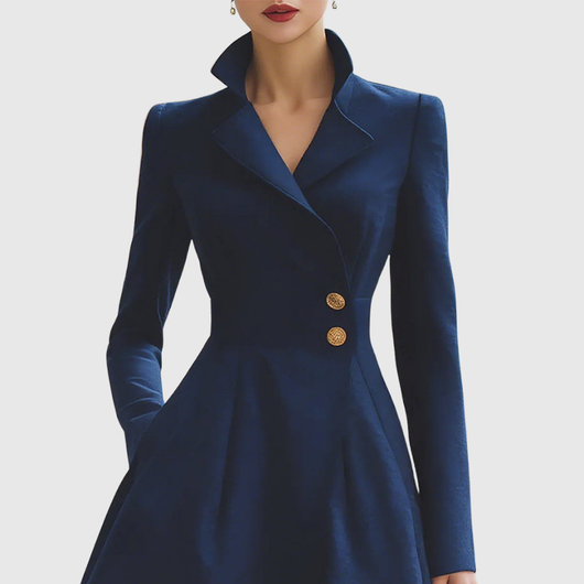 Eleanor | Marineblauwe getailleerde jasjurk