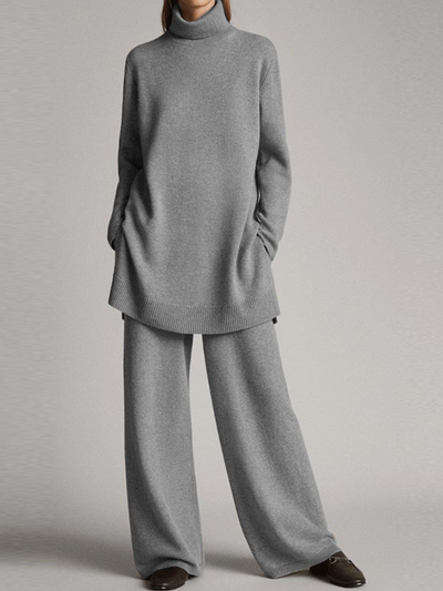Isabella | Dames set met coltrui en broek met wijde pijp