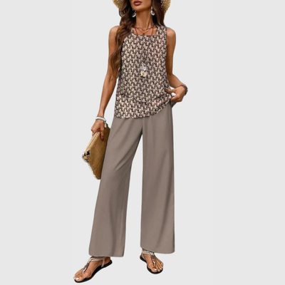 Karin | Tweedelige dames set met wijde broek