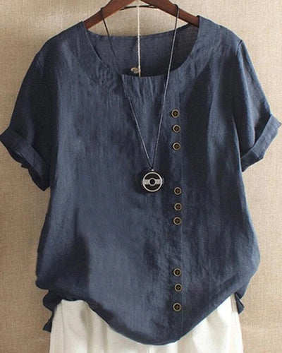 Doris | Casual damesblouse met knoopdetail en korte mouwen