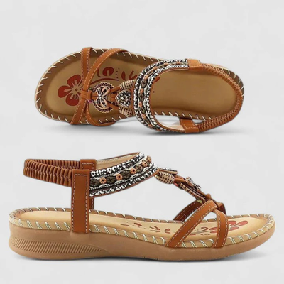 Viola | Platte dames sandalen met bandjes en open neus