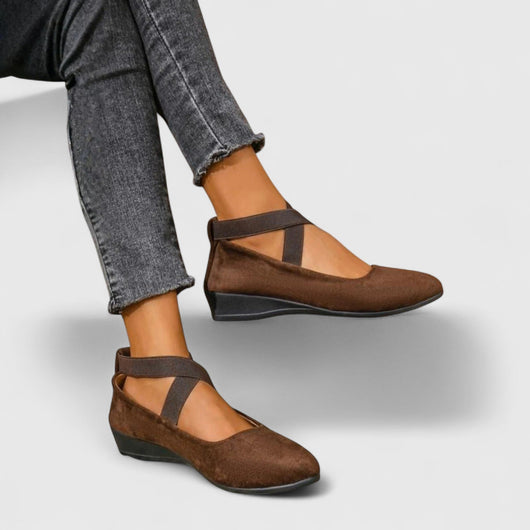 Claudia | Comfortabele dames ballerina's met gekruiste bandjes