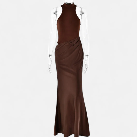 Kerstin | Dames maxijurk met cut-out en halterhals