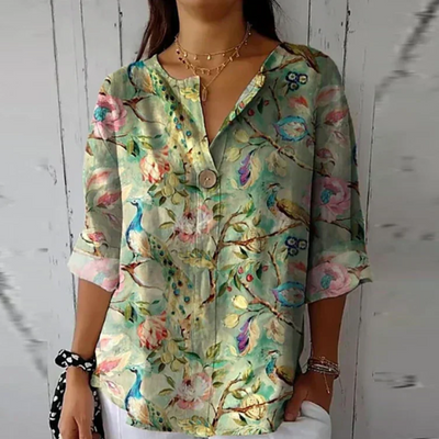 Isabella | Dames casual top met bloemenprint en V-hals