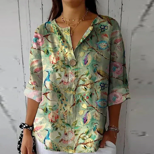 Isabella | Dames casual top met bloemenprint en V-hals