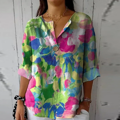 Isabella | Dames casual top met bloemenprint en V-hals