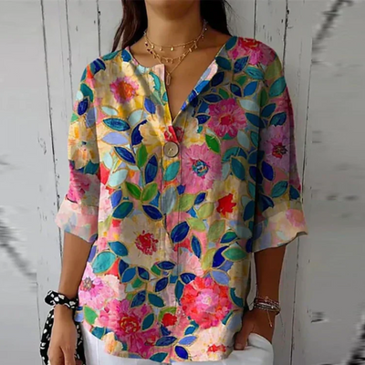 Isabella | Dames casual top met bloemenprint en V-hals