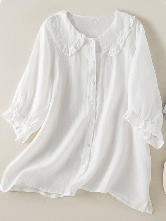 Natalie | Losvallende dames blouse met ruchekraag