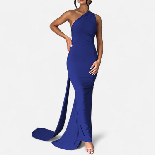 Lara | Dames maxijurk met one-shoulder halterhals