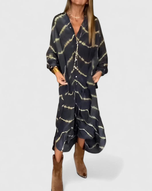 Pauline | Dames blousejurk met tie-dye dessin