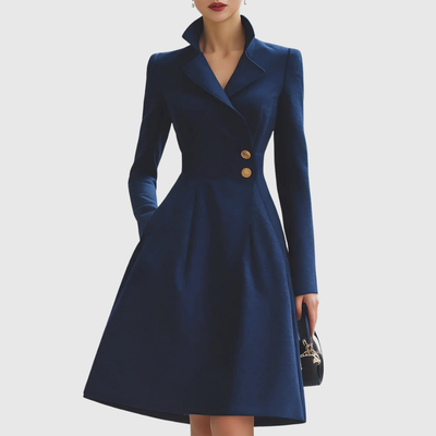 Eleanor | Marineblauwe getailleerde jasjurk