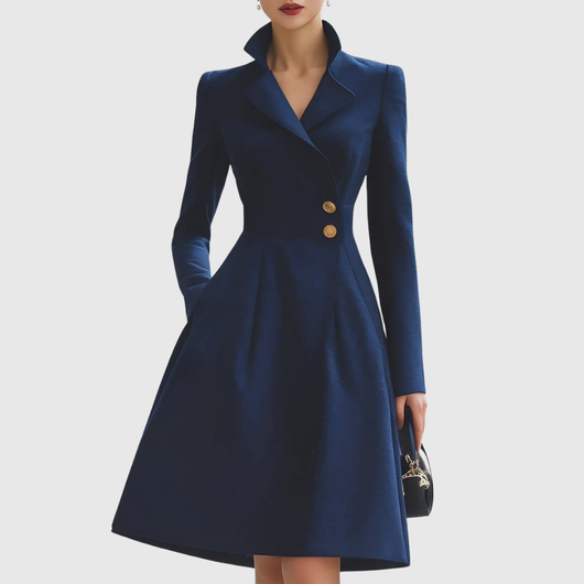 Eleanor | Marineblauwe getailleerde jasjurk