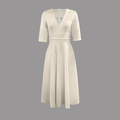 Tanja | Elegante uitlopende dames midijurk voor bruiloftsgasten