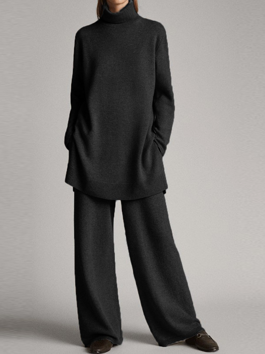 Isabella | Dames set met coltrui en broek met wijde pijp