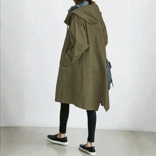 Edith | Lange dames streetcoat met knoopsluiting