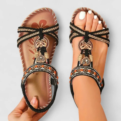 Viola | Platte dames sandalen met bandjes en open neus