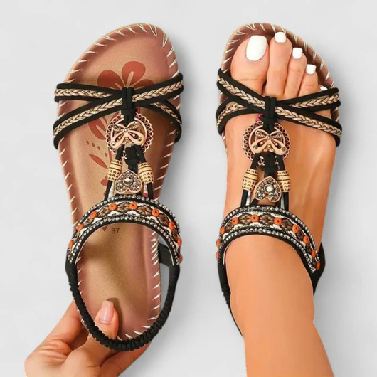 Viola | Platte dames sandalen met bandjes en open neus