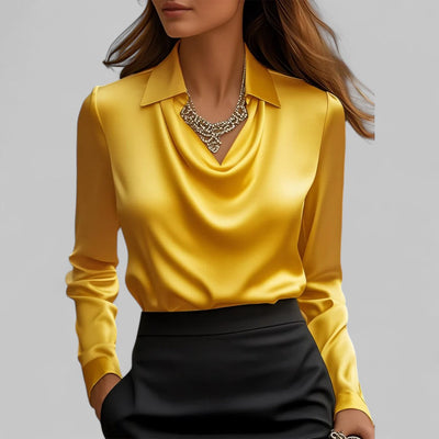 Theresa | Elegante dames satijnblouse met watervalhals