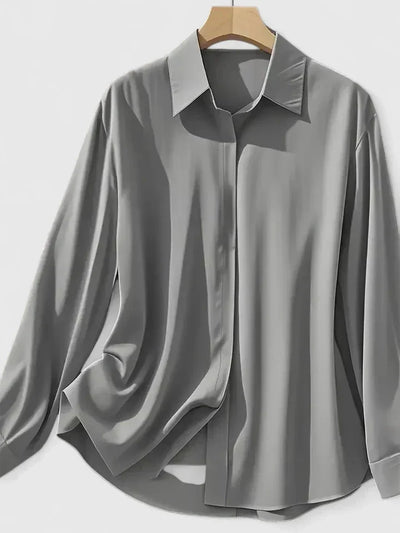 Anja | Elegante dames satijnblouse met knoopsluiting