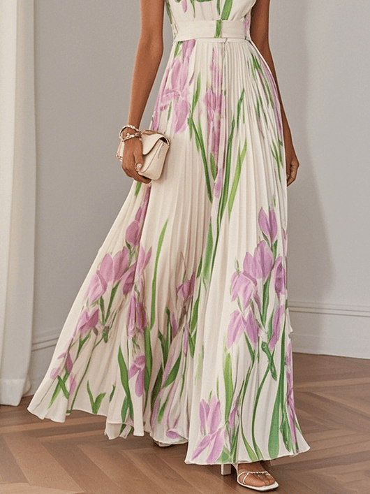 Brooklyn | Vloeiende boho A-lijnjurk met bloemenprint