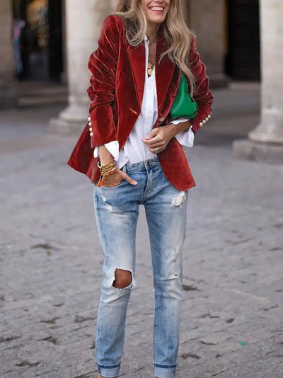 Sabina | Klassieke dames blazer met enkele knoop