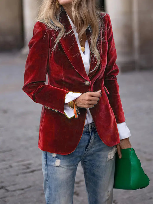 Sabina | Klassieke dames blazer met enkele knoop