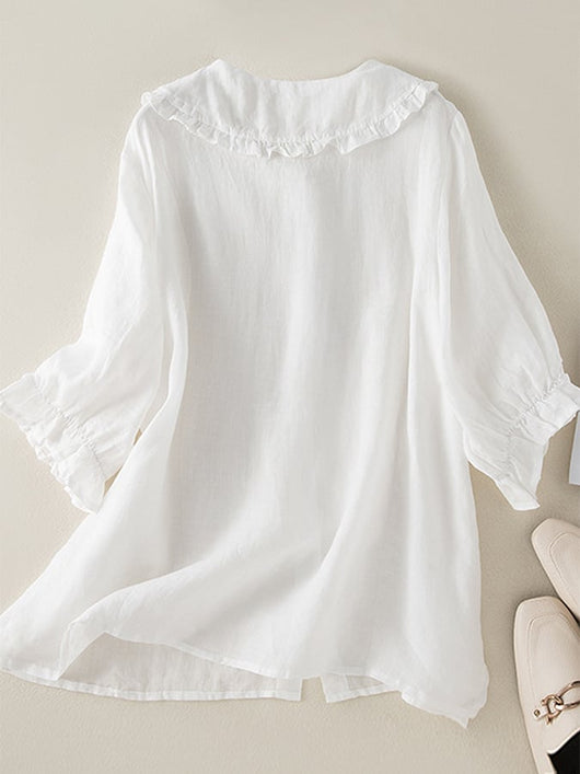 Natalie | Losvallende dames blouse met ruchekraag
