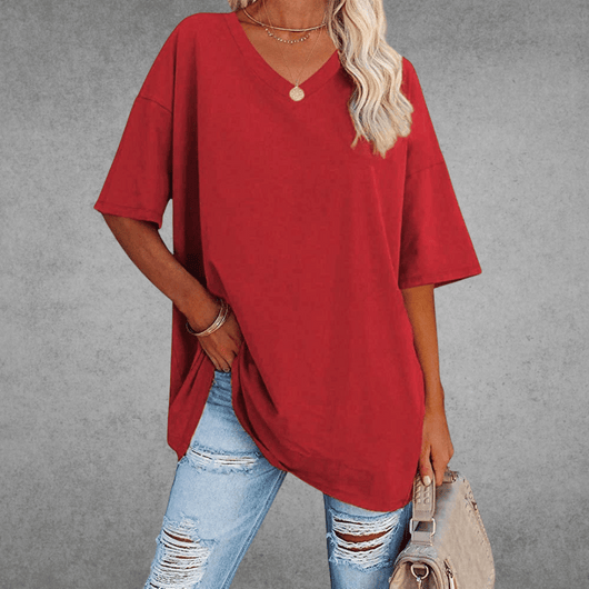Franziska | Casual oversized dames T-shirt met V-hals
