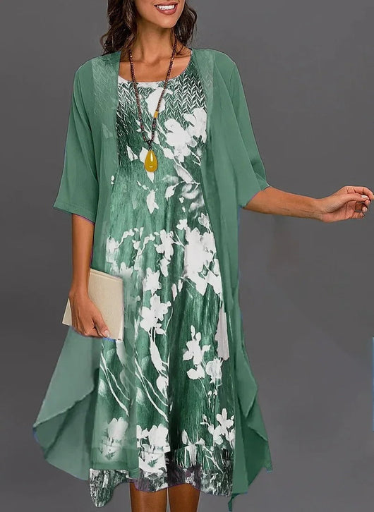 Marie | Tweedelige dames set met bloemenmotief en driekwartmouwen