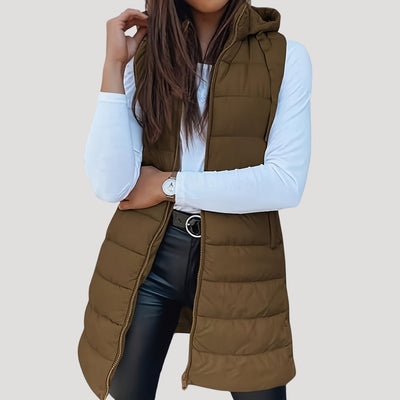 Martina | Gewatteerde dames winterbodywarmer met capuchon
