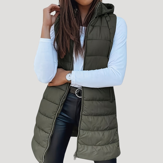 Martina | Gewatteerde dames winterbodywarmer met capuchon
