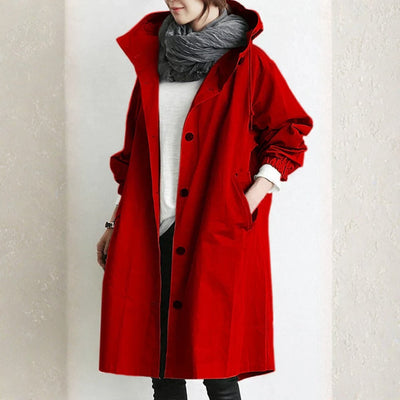 Edith | Lange dames streetcoat met knoopsluiting