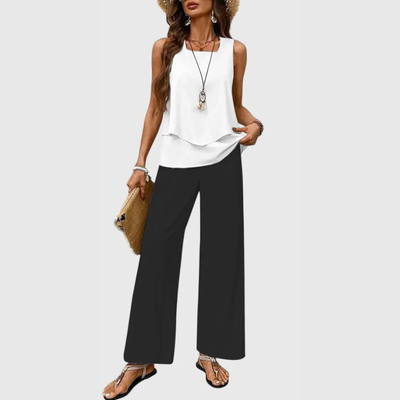 Karin | Tweedelige dames set met wijde broek