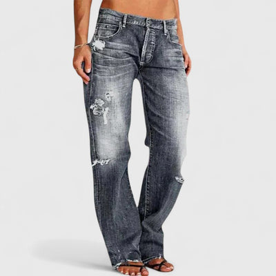Frieda | Dames vintage jeans met losse pasvorm en wassing