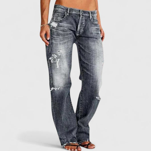 Frieda | Dames vintage jeans met losse pasvorm en wassing