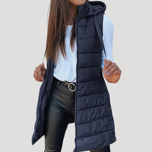 Martina | Gewatteerde dames winterbodywarmer met capuchon