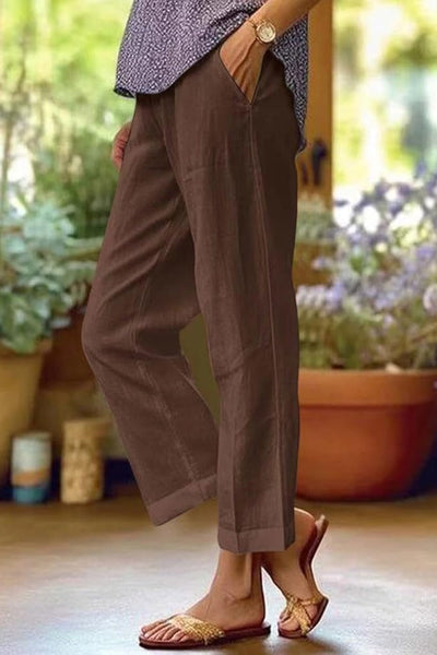 Emma | Dames rechte casual broek met zakken