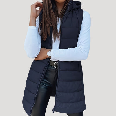 Martina | Gewatteerde dames winterbodywarmer met capuchon