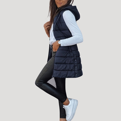 Martina | Gewatteerde dames winterbodywarmer met capuchon