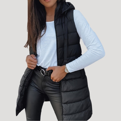 Martina | Gewatteerde dames winterbodywarmer met capuchon