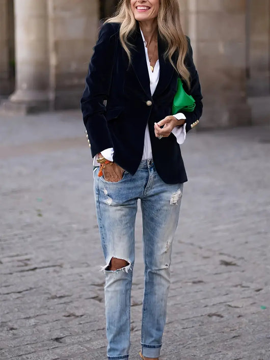 Sabina | Klassieke dames blazer met enkele knoop