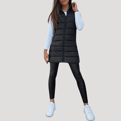 Martina | Gewatteerde dames winterbodywarmer met capuchon