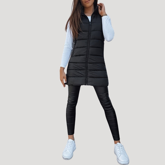Martina | Gewatteerde dames winterbodywarmer met capuchon
